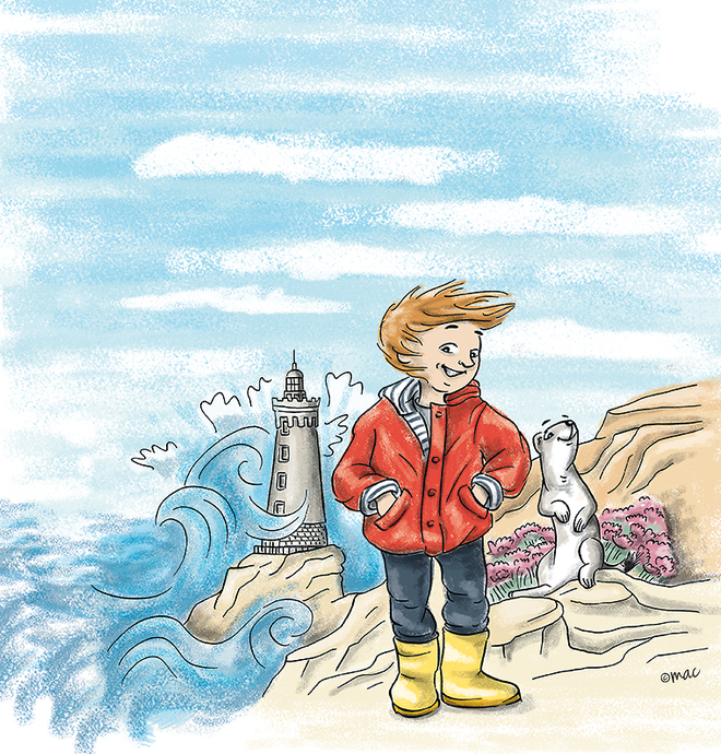 Magali AC illustration - Collection Livres/jeux de 7 familles Découvrons - COUVERTURE BOÎTE Le Finistère - Éditions Violetta