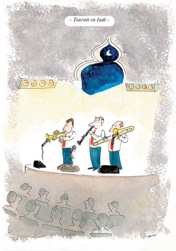Dessin humour sur la musique de Philippe Cruyt Illustrateur humour, caricature, aquarelle