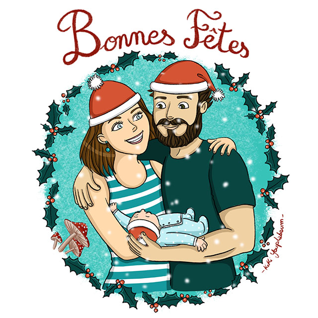 Christelle Histe - Illustration personnalisée de jeunes parents
