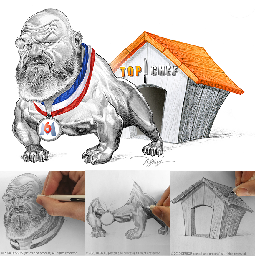 Frédéric Desbois - Caricature-Philippe ETCHEBEST-Le Bulldog Français
