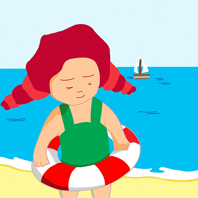 Hassiba Kessaci - illustration jeunesse édition imagier fille mer plage bouée numérique