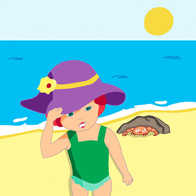 Hassiba Kessaci - illustration jeunesse édition imagier fille mer chapeau numérique
