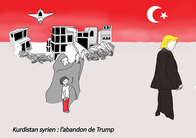 Hassiba Kessaci - illustration presse mensuel Trump Kurdistan syrien