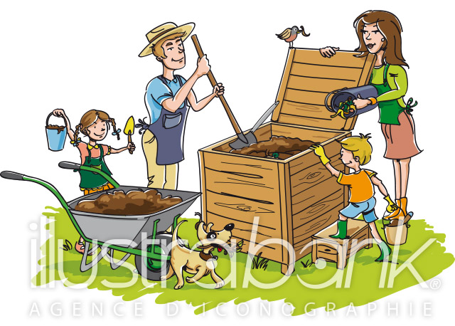 Illustrabank - Illustration : Le compostage. Auteur Bruno BELVEZET