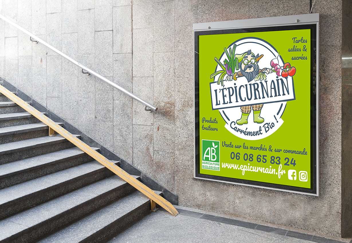 Magali AC graphisme - Panneau graphisme Bio traiteur producteur graphiste Angers