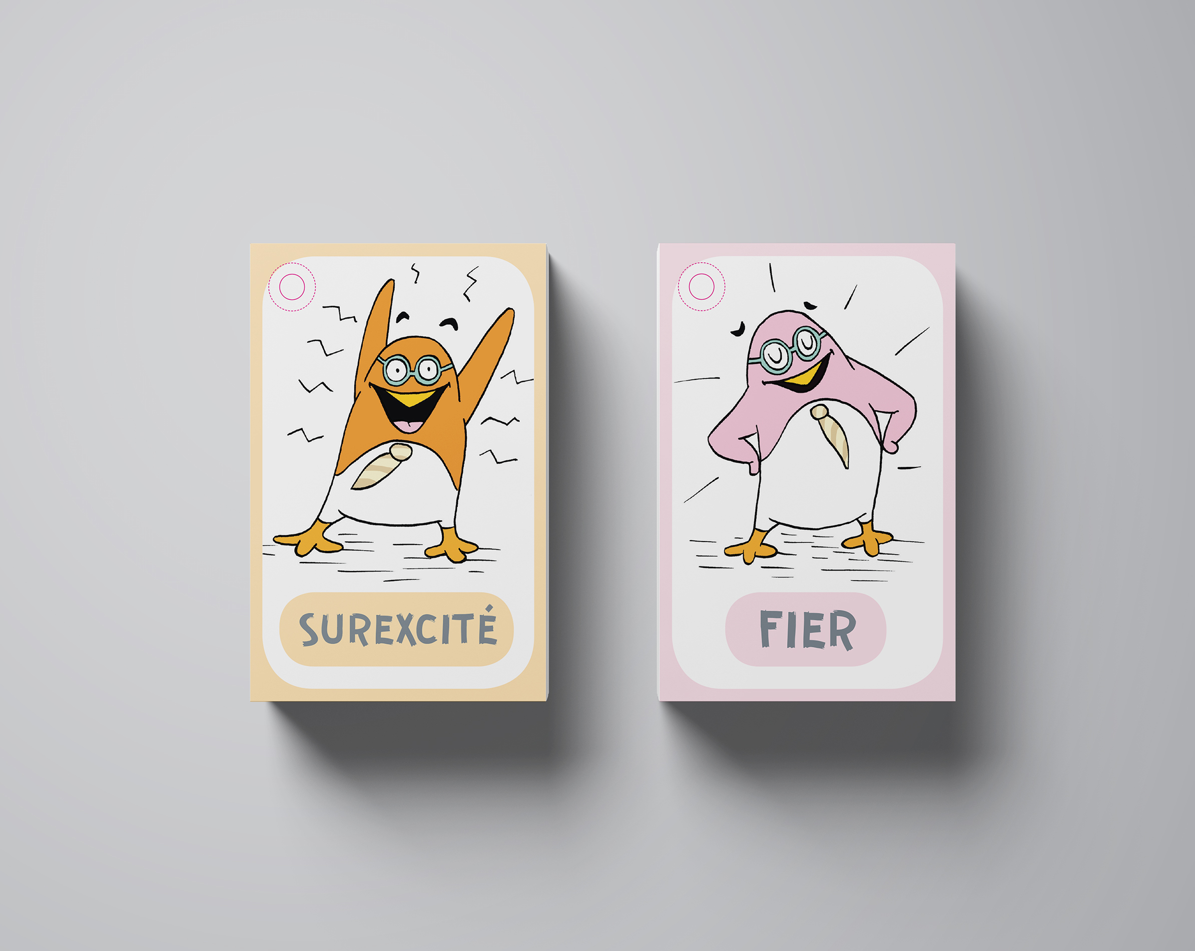 Magali AC graphisme - Jeu de cartes émotions pingouin enfant graphiste Angers