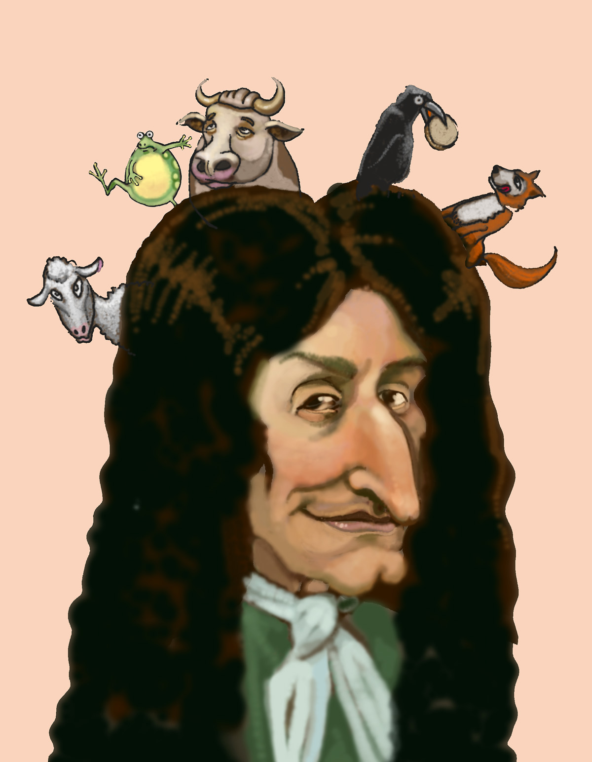 Virgil Malara - Caricature de Jean de la Fontaine
